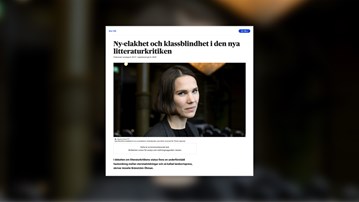 Skärmdump från VK.se som visar en krönika av Annelie Bränström-Öhman. Lyra Ekström Lindbäck från podcasten Gästabudet syns i bilden.