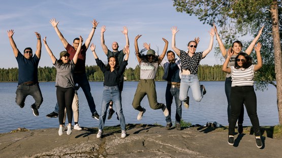 Students at Lake Nydala in Umeå