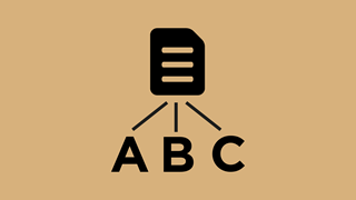 En ikon som visualiserar samling och organisering av data