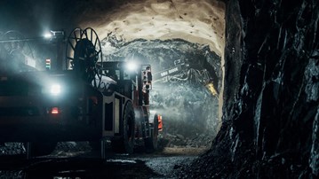 Ett arbetsfordon i en gruva.