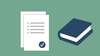 Two documents with a stamp for approval and a book.