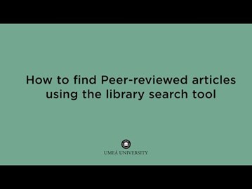 Film: How to find peer-reviewed articles using the library search tool