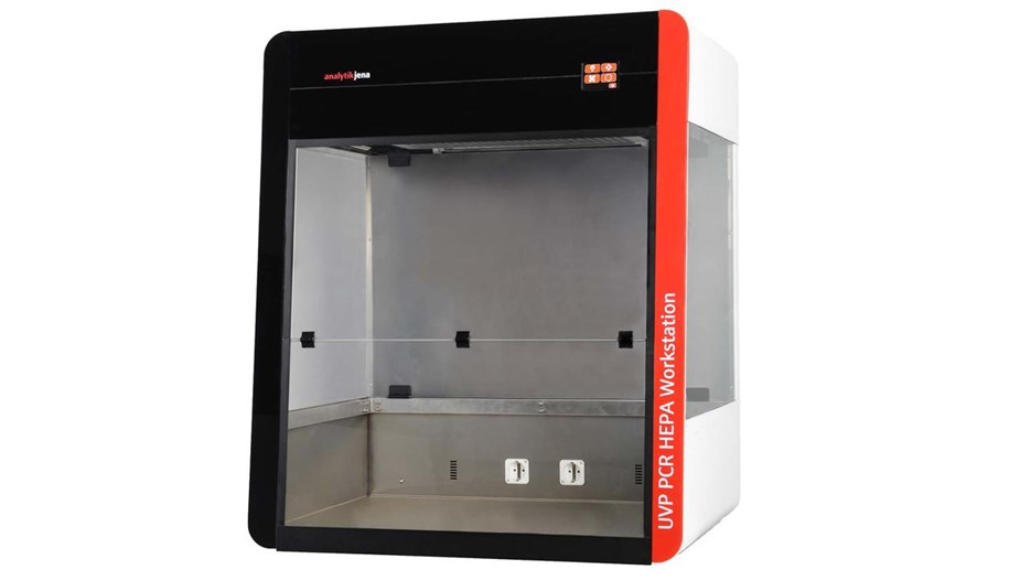A white and red box with a black door.