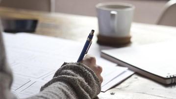 close up on a writing hand