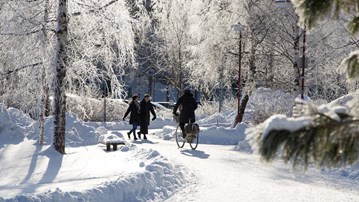 Bild från campus under vårvinter