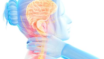 Illustration som visar en person med nacksmärta.