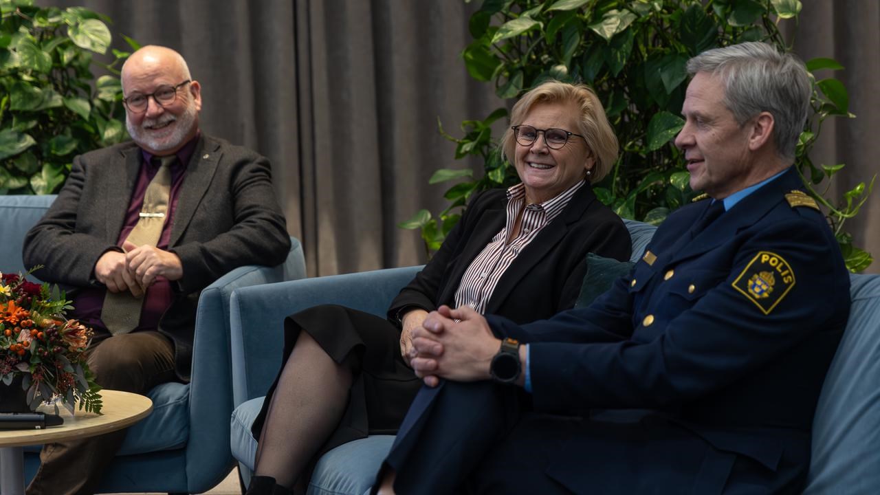 Petra Lundh, rikspolischef och Lars Wahlberg, biträdande regionpolischef Nord i panelsamtal