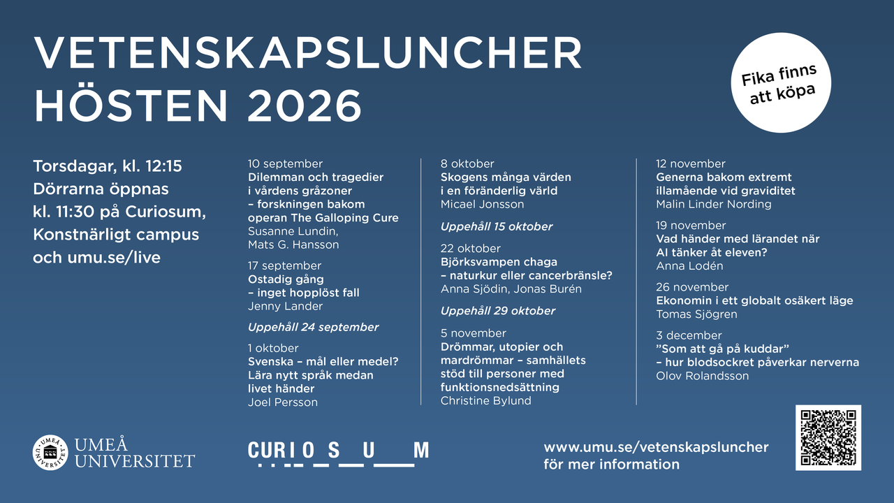 Höstens tio vetenskapsluncher med datum o namn