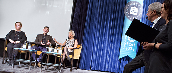 Joacim Rocklöv, Maria Nilsson och Anneli Ivarsson i paneldebatt om global hälsa.