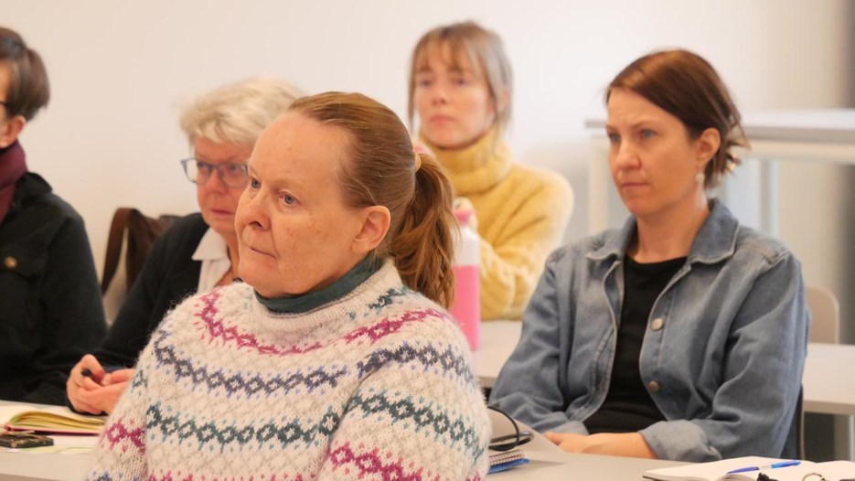 En grupp människor lyssnar på föredrag.