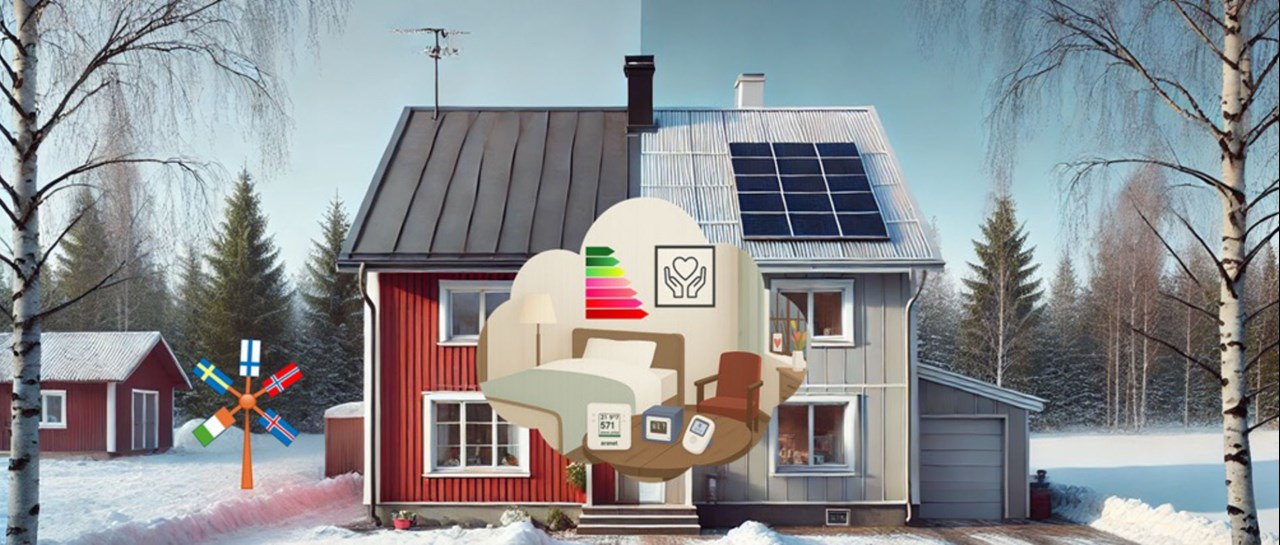 Illustration av ett renoverat hus med ny teknik