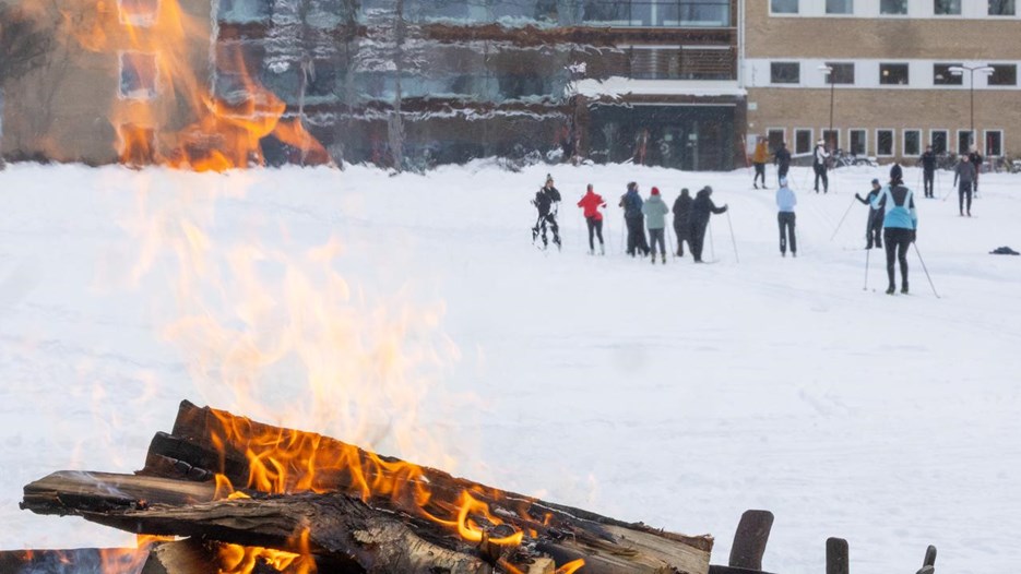 Skidåkning på Campusängarna