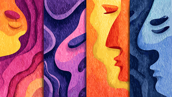An image of faces in different colors.