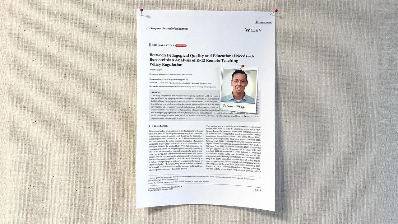 Vetenskaplig artikel p&aring; anslagstavla