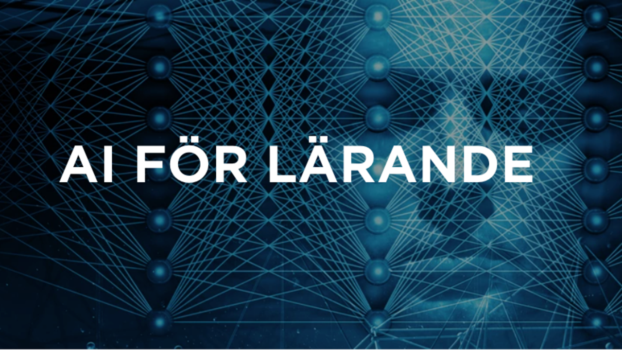 ai för lärande skrivet över blundande man och abstrakta streck