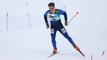 Jonatan Ståhl, elitidrottsstudent i skidorientering, under världscupstävlingar i Österrike januari 2023.