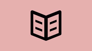 Ikon på uppslagen bok för att illustrera publikationer.