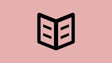 Ikon på uppslagen bok för att illustrera publikationer.