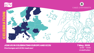 A poster with a map of Europe and illustrated people.