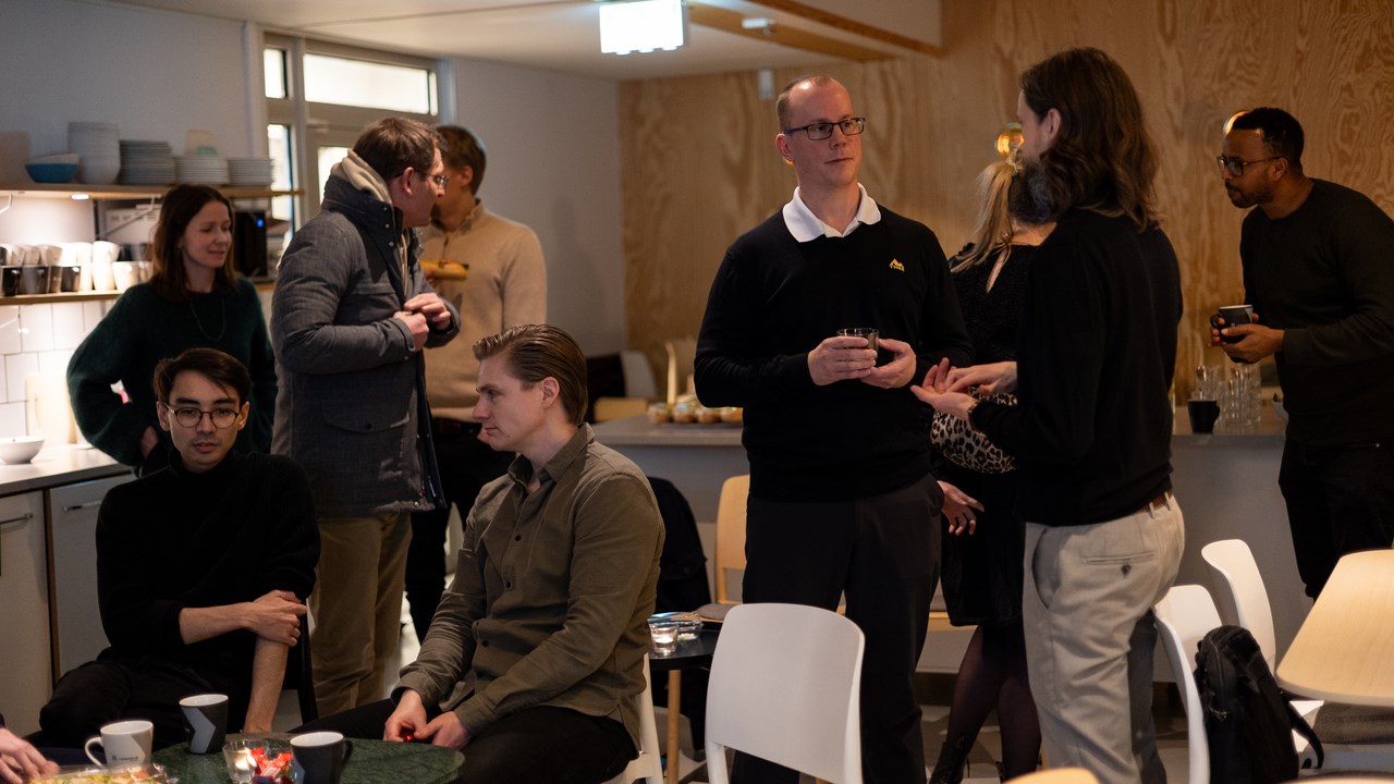 Mingle at event