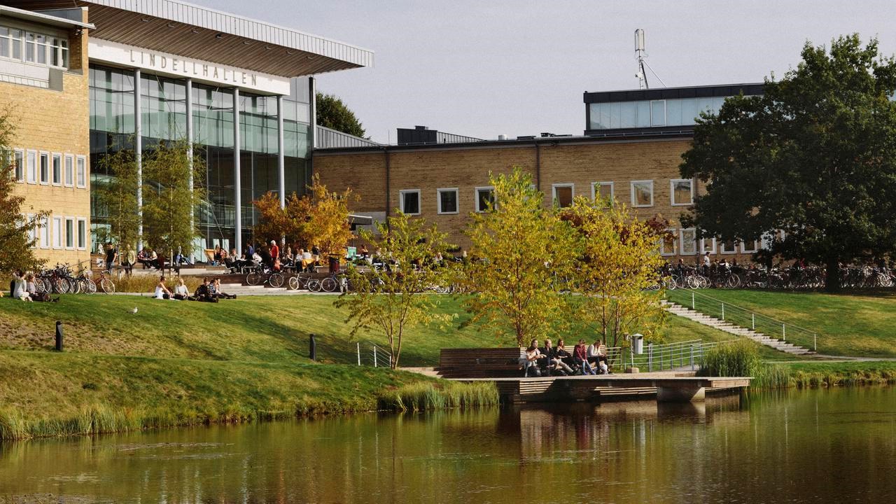 Bild på studenter på campus