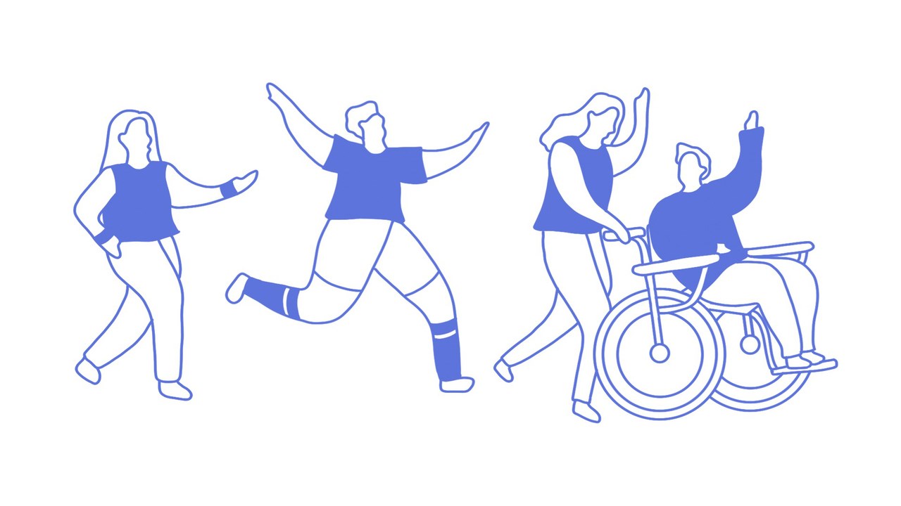 Illustration av personer som rör sig.