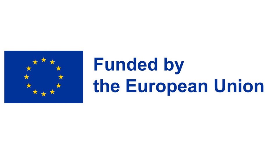 The european union logo with the european flag.