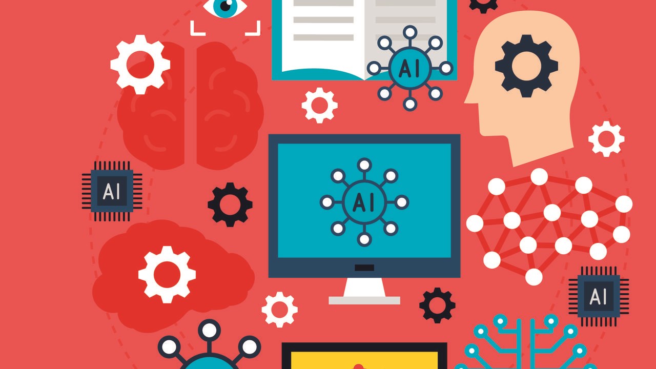 Illustration med symboler som ska visualisera artificiell intelligens.