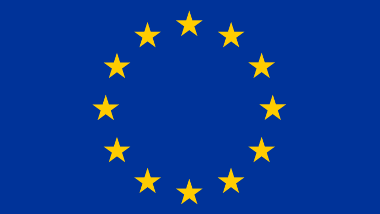 A flag with the european union written on it.