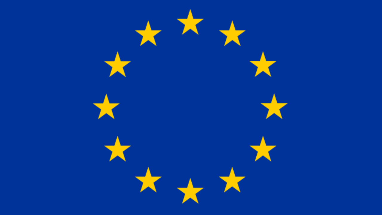 A flag with the european union written on it.