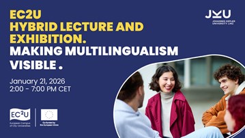 En affisch med en kvinna som skakar hand med en man.