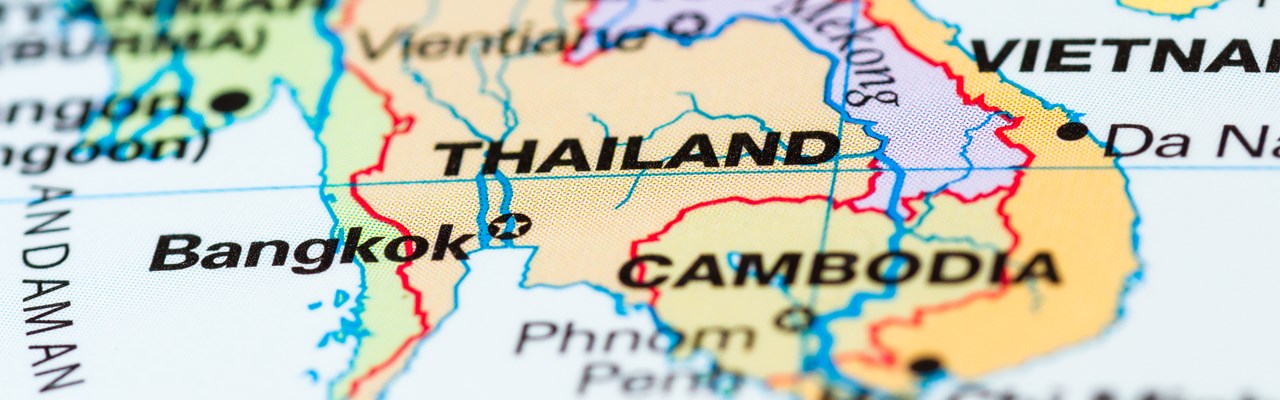 Karta över Thailand och Kambodja.