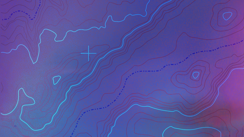 lilablå illustration med höjdkurvor i olika färger
