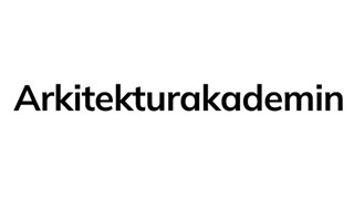 Svart text "arkitekturakademin" på vit bakgrund