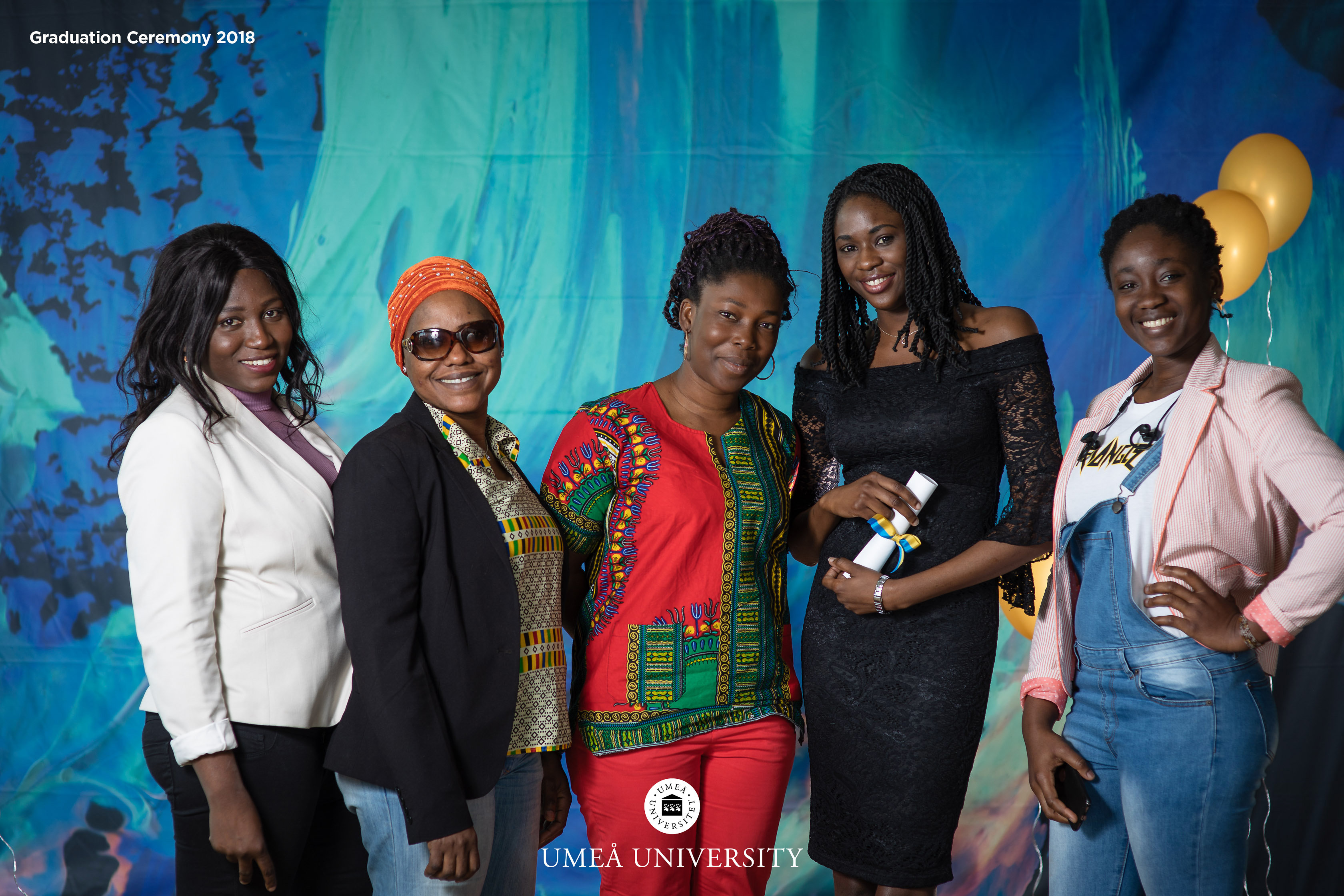 Group photo of students at photo booth