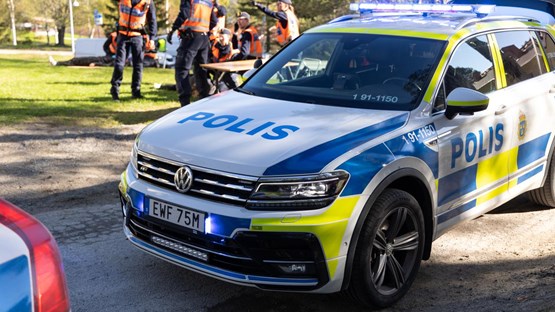 Polisbil vid samverkansövning på Sandö