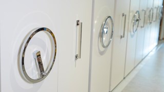 Close-up of an archiving cabinet.