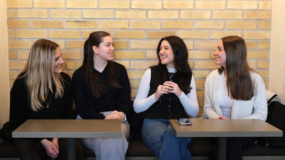 Fyra utbytesstudenter samtalar.