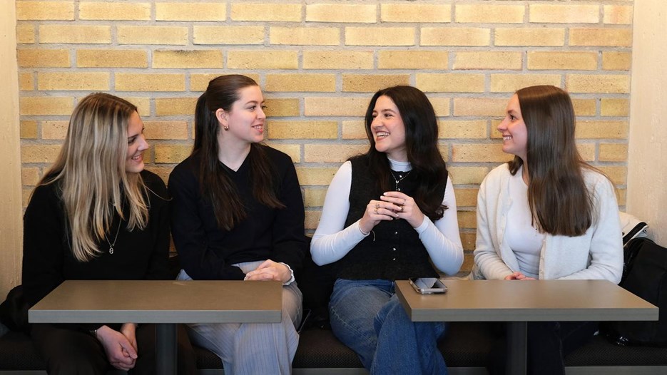Fyra utbytesstudenter samtalar.
