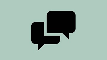 Ikon med två pratbubblor för att illustrera kontakt.