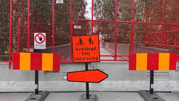 Avspärrningar på campus under Universums ombyggnation.
