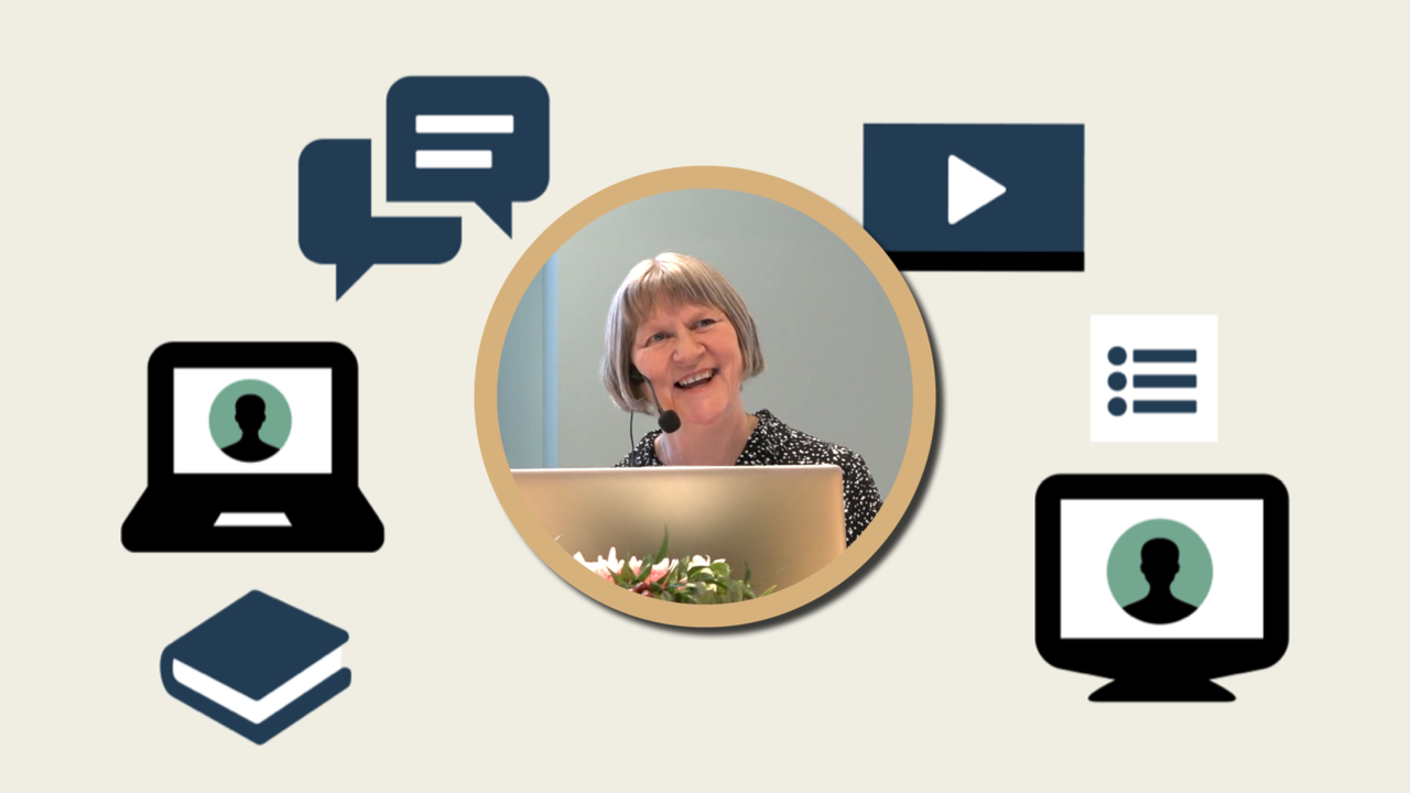 Julie Allan framför datorikoner.