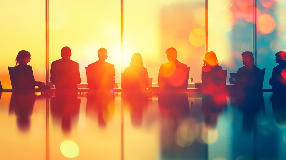 Grupp av människor i motljus