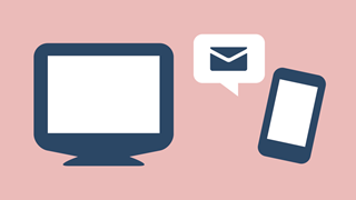 Ikoner datorskärm, pratbubbla, brev, mobiltelefon