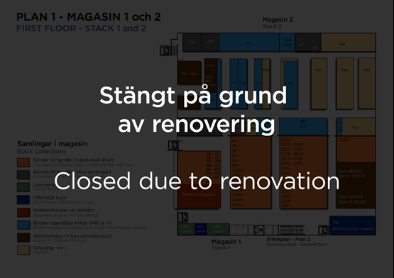 Karta över Universitetsbiblioteket under renoveringen 2026-2027