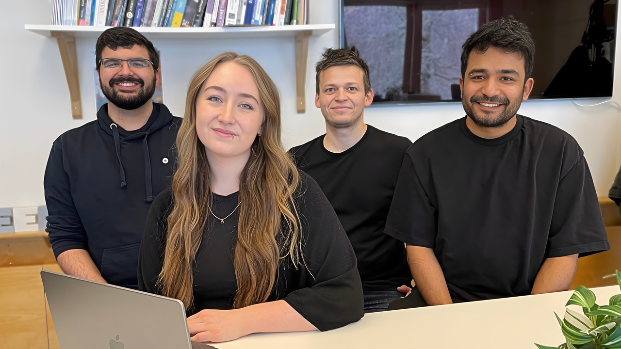 The image shows team members Sahand Salimi, Nina Knauf, Lo&iuml;c Talide, and Sabin Bhandari.