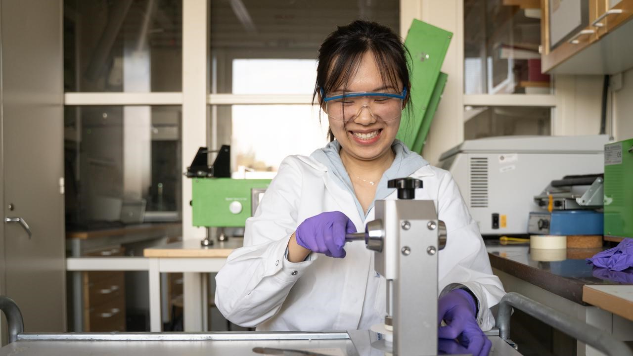 Xiaojing working in the lab