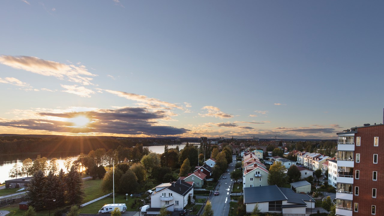 Vy över bostadsområde i Umeå.