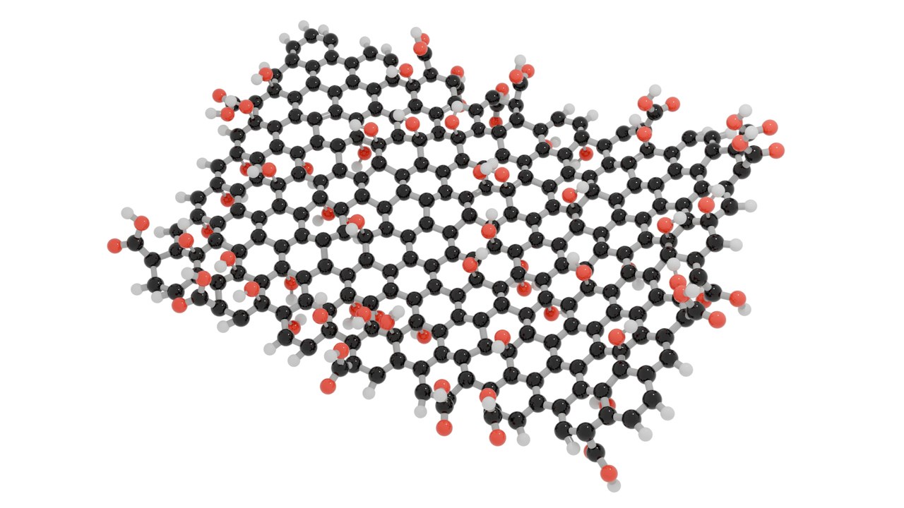 Molekylär modell av grafenoxid.