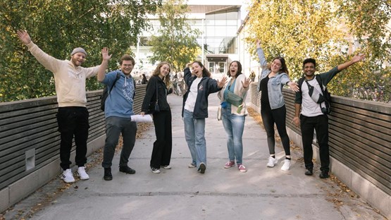 Exchange students pose during Scavenger Hunt day HT24